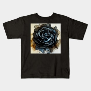 Black Rose Botanical Flower Kids T-Shirt